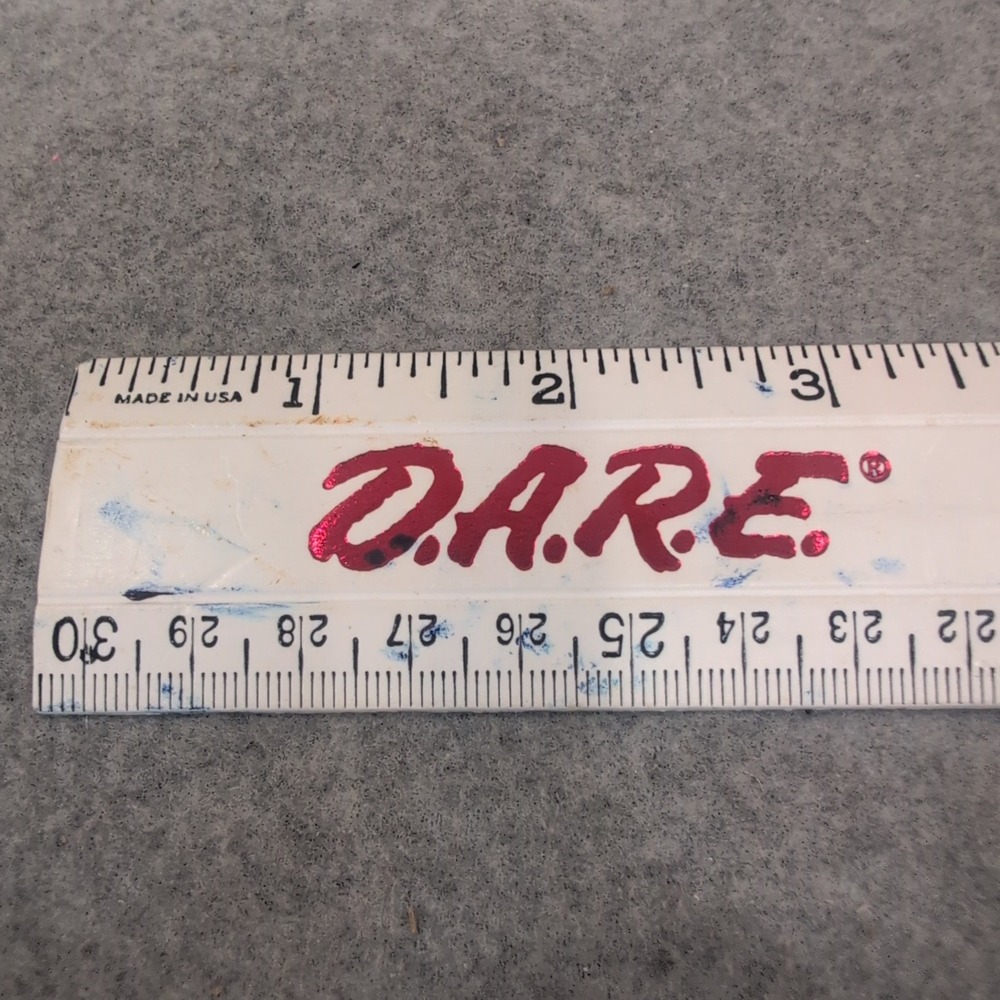 Vintage D.A.R.E. To Keep Kids Off Drugs 12 Inch Plastic Ruler White Made in USA